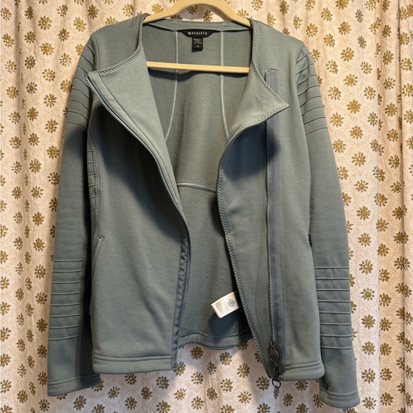 Athleta Moto-style Green Fog Zippered Jacket - Size M - Picture 3 of 7